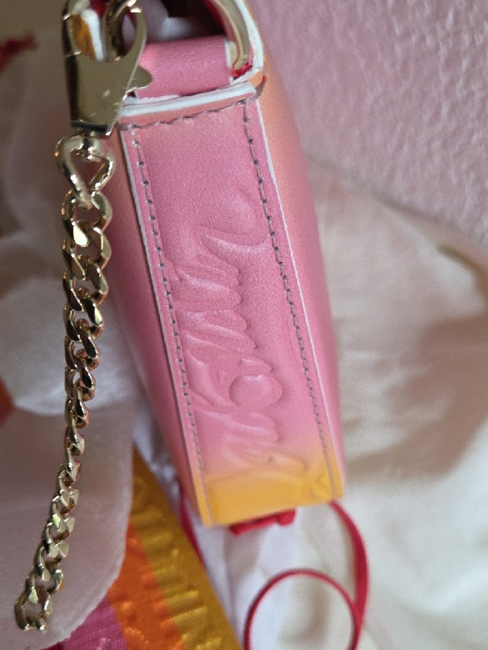 Christian Louboutin Loubila Sunset Degrade Pink & Yellow 2-Way Shoulder Bag NWT - Picture 7 of 13